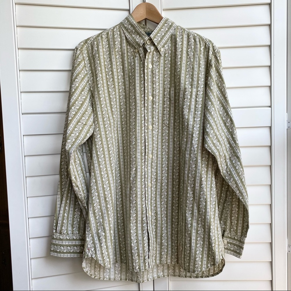 Luck Brand Long Sleeved Collared Tropical Shirt